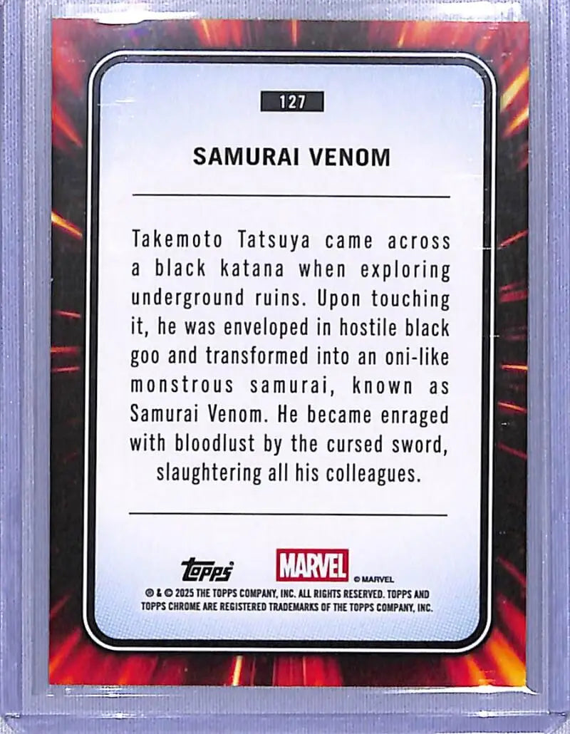 Samurai Venom trading card from 2025 Topps Marvel Chrome collection