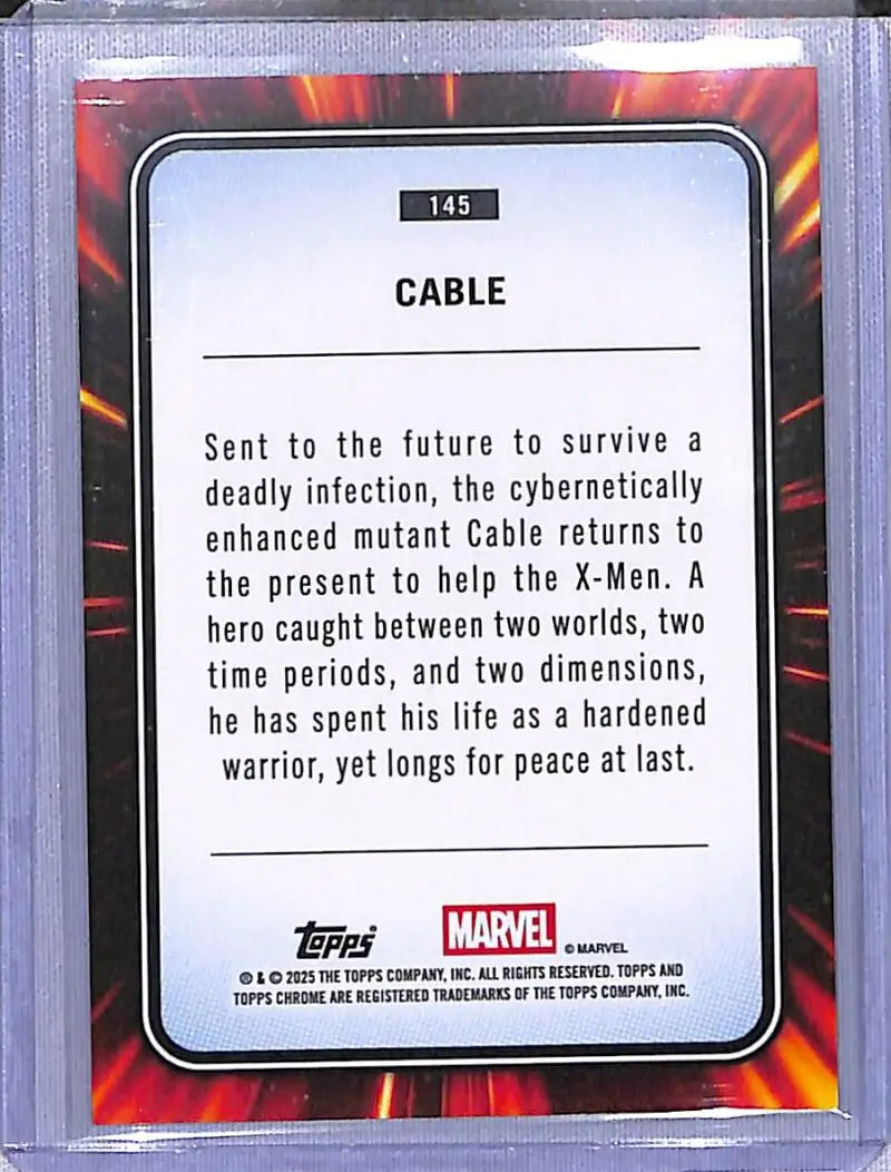 Cable trading card from 2025 Topps Marvel Chrome series showcasing Marvel character