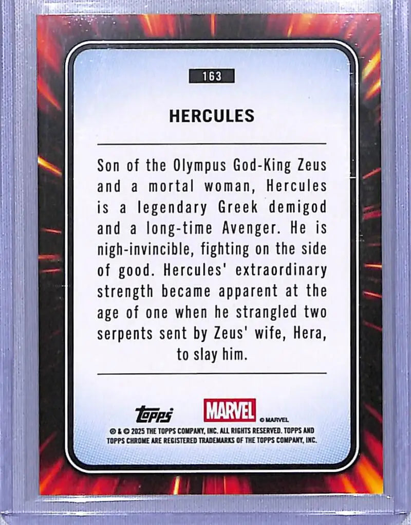 Hercules trading card from 2025 Topps Marvel Chrome collection, perfect for collectors