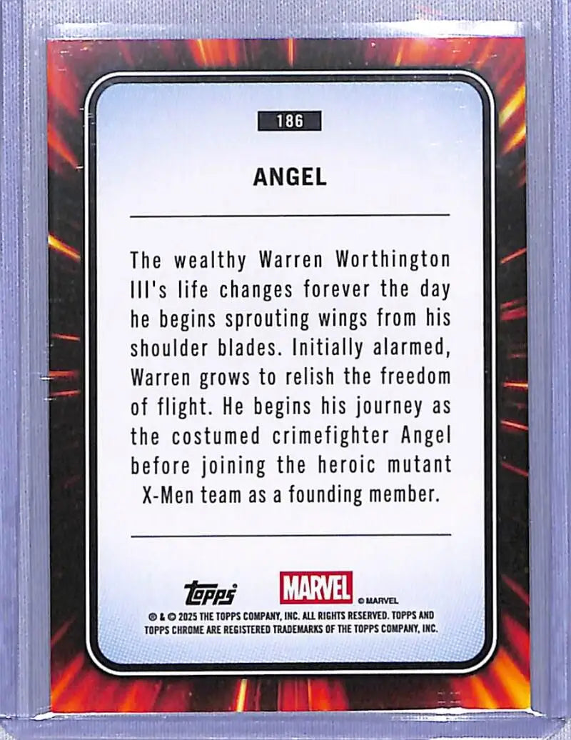 Angel trading card from 2025 Topps Marvel Chrome series, Marvel Chrome collectible
