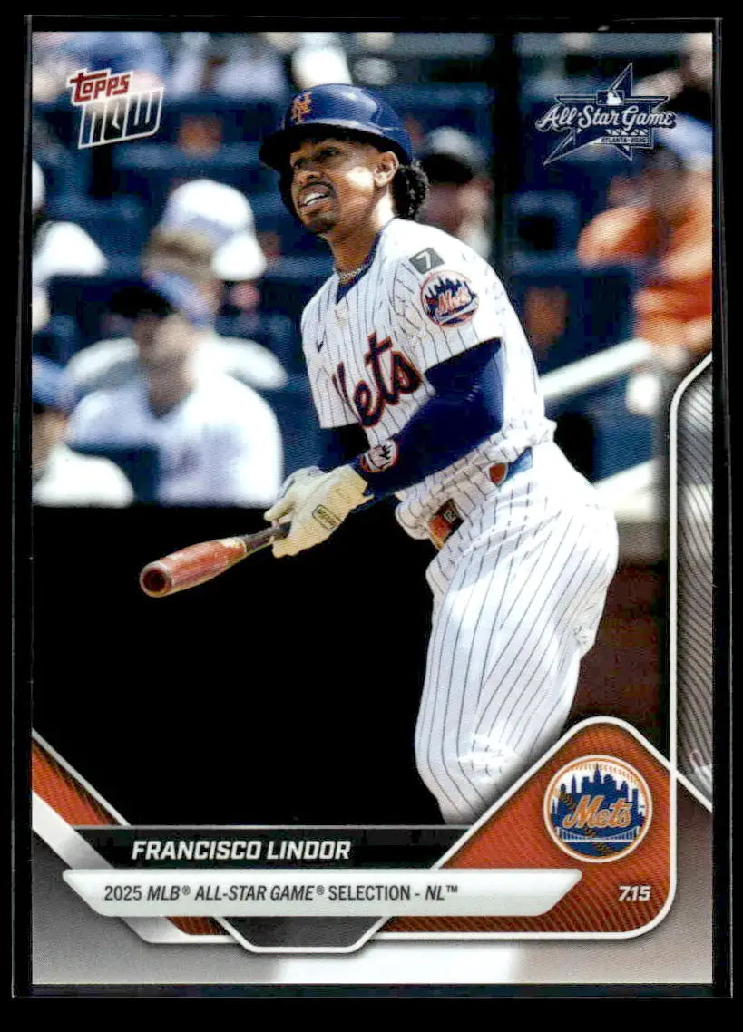 2025 Topps Now MLB All-Star Game card featuring Francisco Lindor of the New York Mets