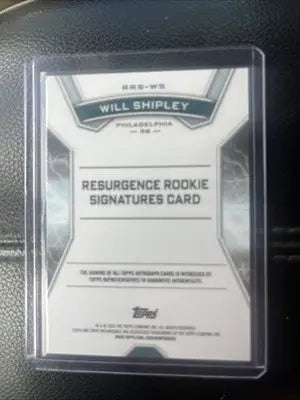 Collectible Will Shipley football trading card from 2025 Topps Resurgence Black Static Auto series