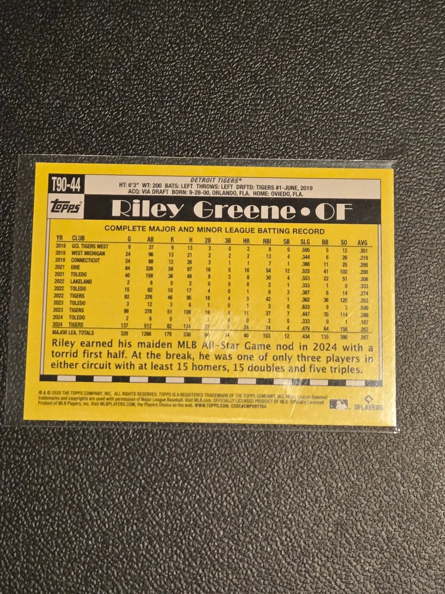 Riley Greene Topps baseball card from 2025 Topps Baseball 35th Anniversary series