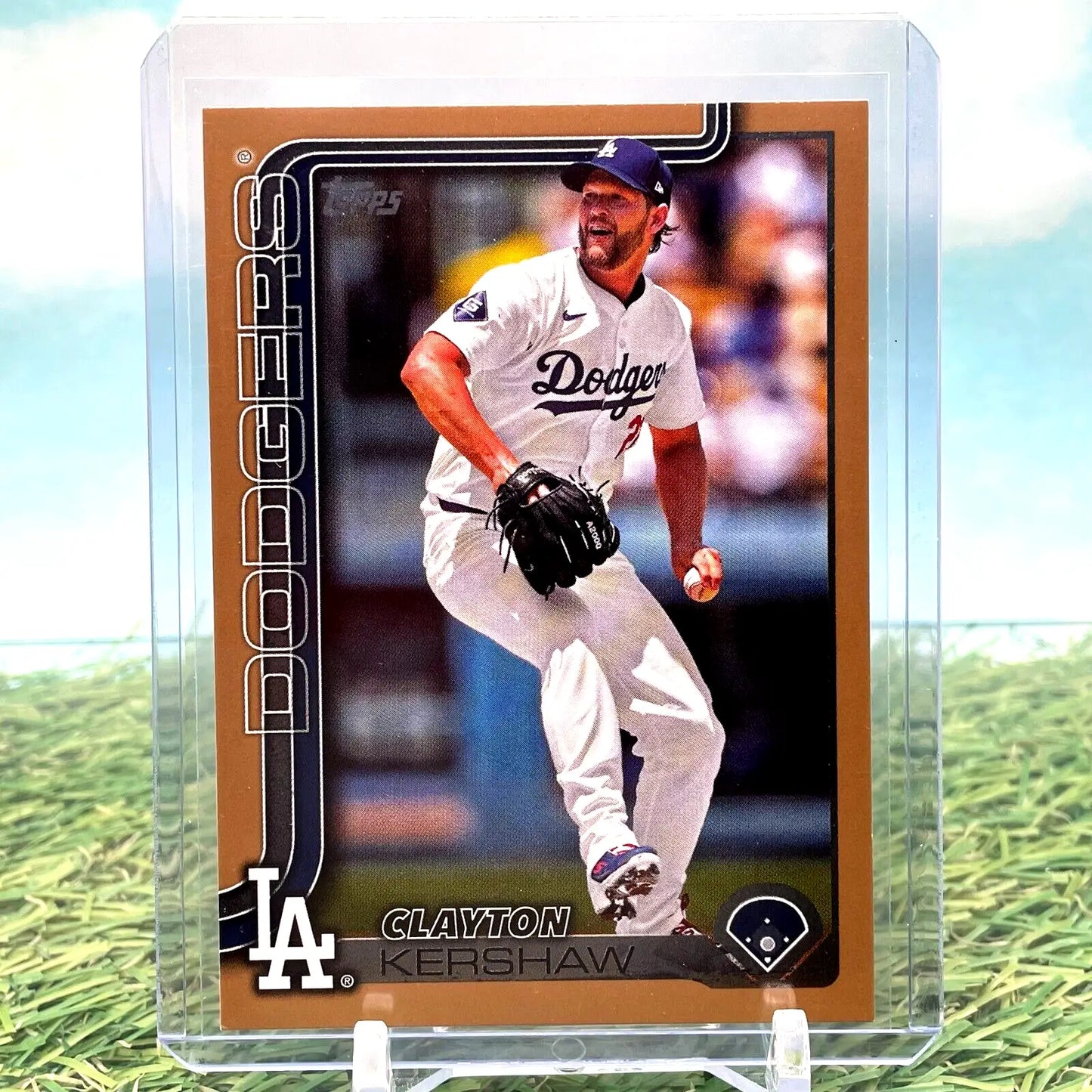Clayton Kershaw baseball card from 2025 Topps Series 1 Los Angeles Dodgers #146 Gold