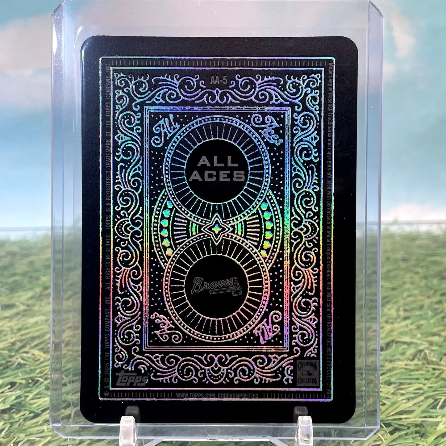 Holographic baseball card featuring Aces Greg Maddux in Greg Maddux Black SSP edition