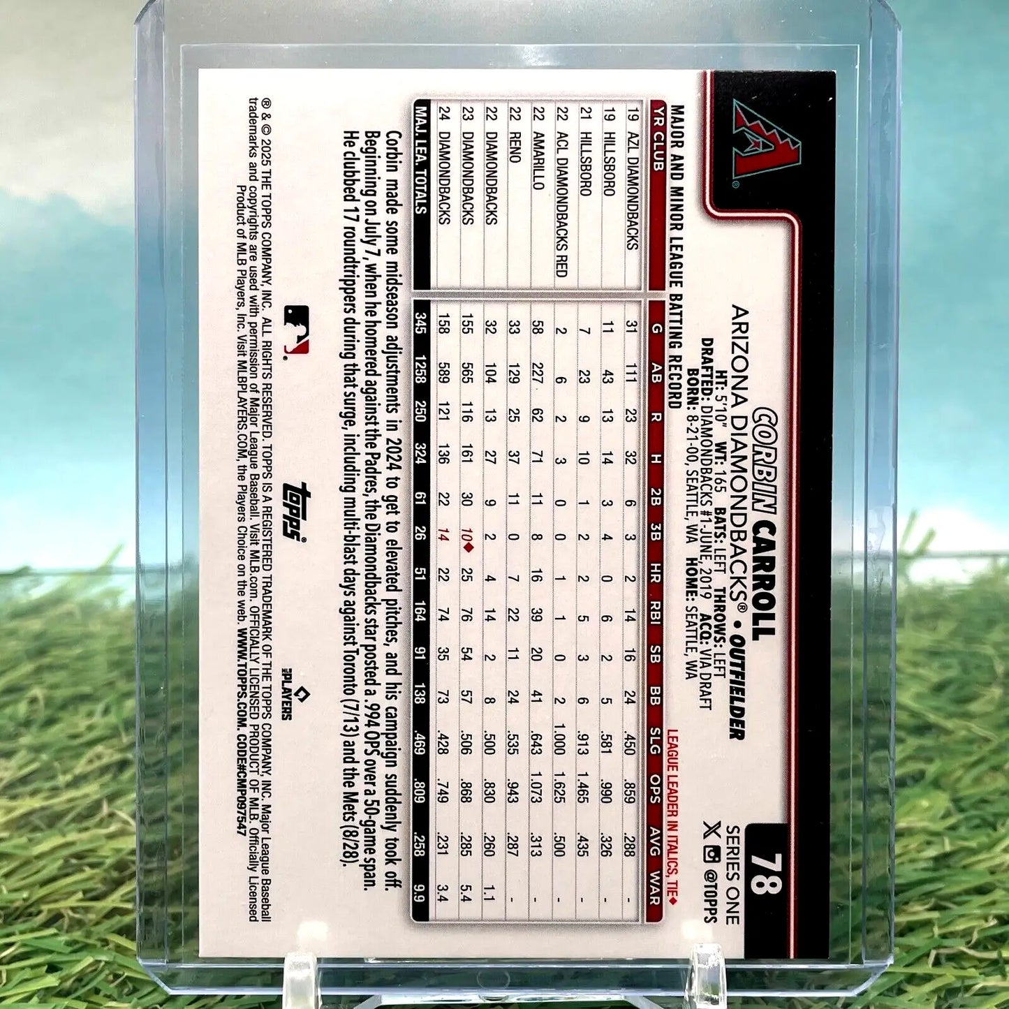 Corbin Carroll Rainbow Foil #78 baseball card from 2025 Topps Series 1 set