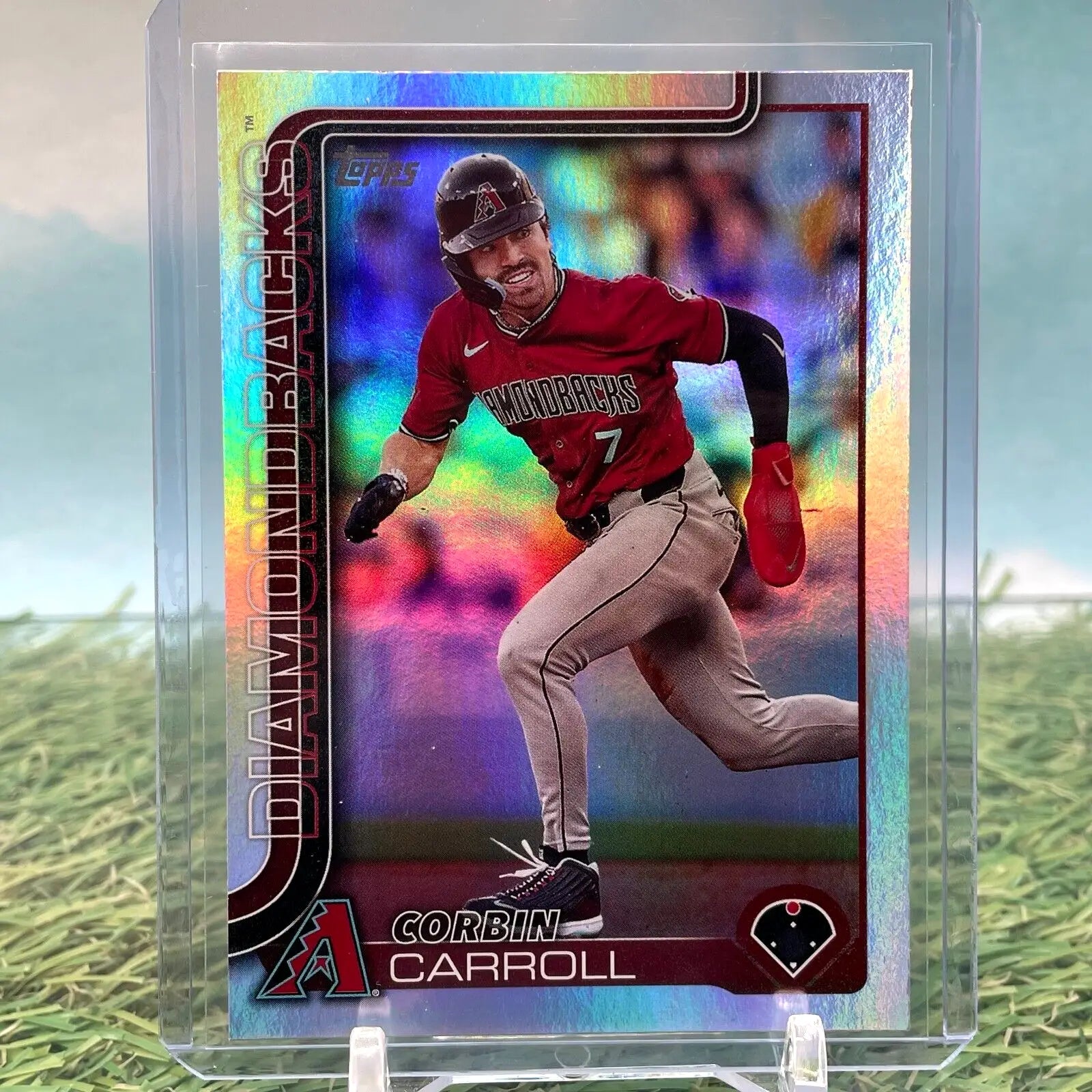 2025 Topps Series 1 Corbin Carroll Rainbow Foil #78 baseball card collectible display