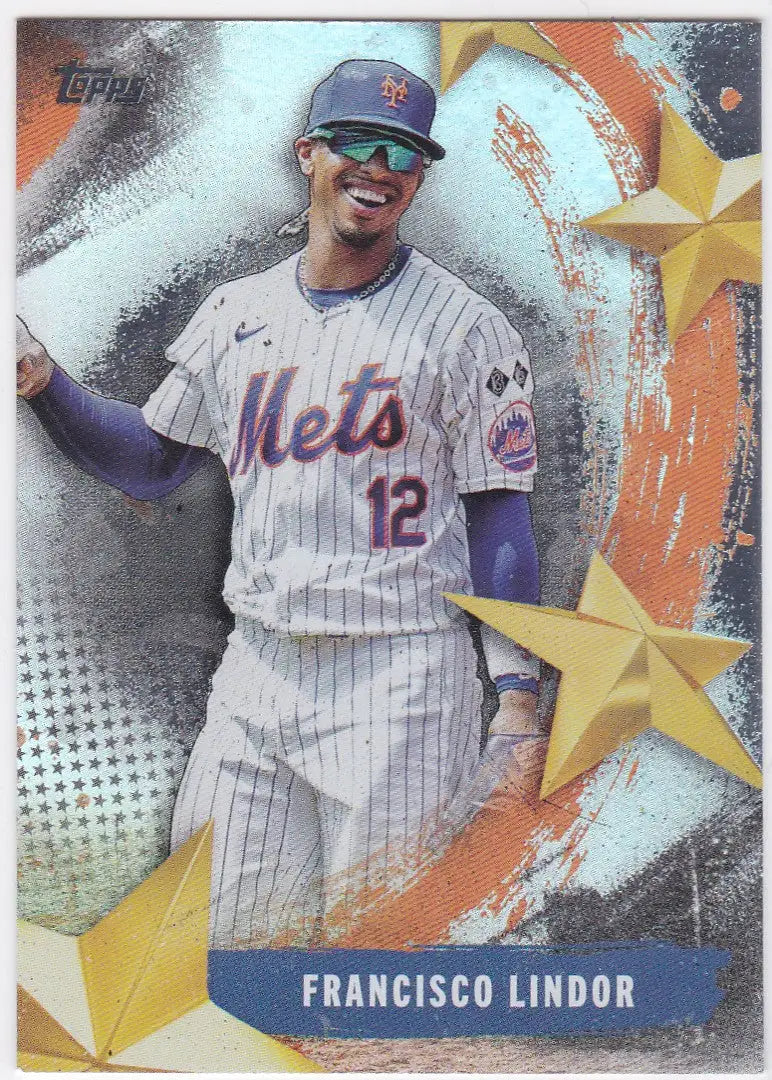 2025 Topps Series 1 Francisco Lindor New York Mets baseball card display