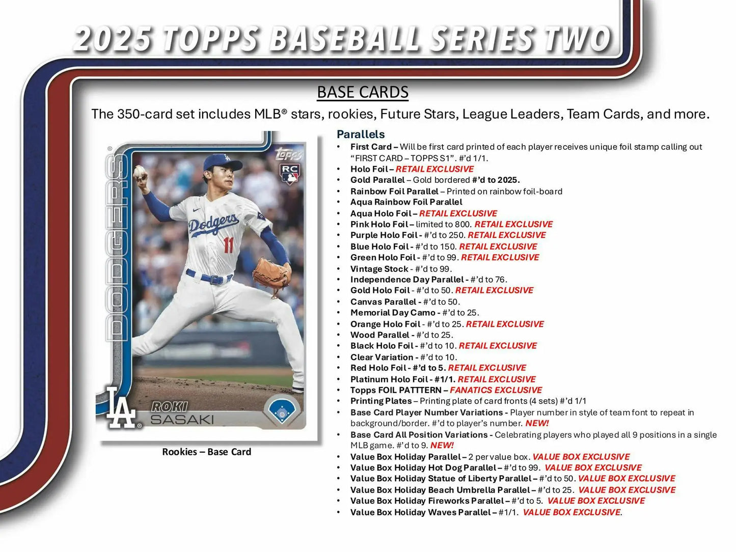 2025 Topps Series 2 Baseball retail exclusive holo foil card in 7-pack blaster box