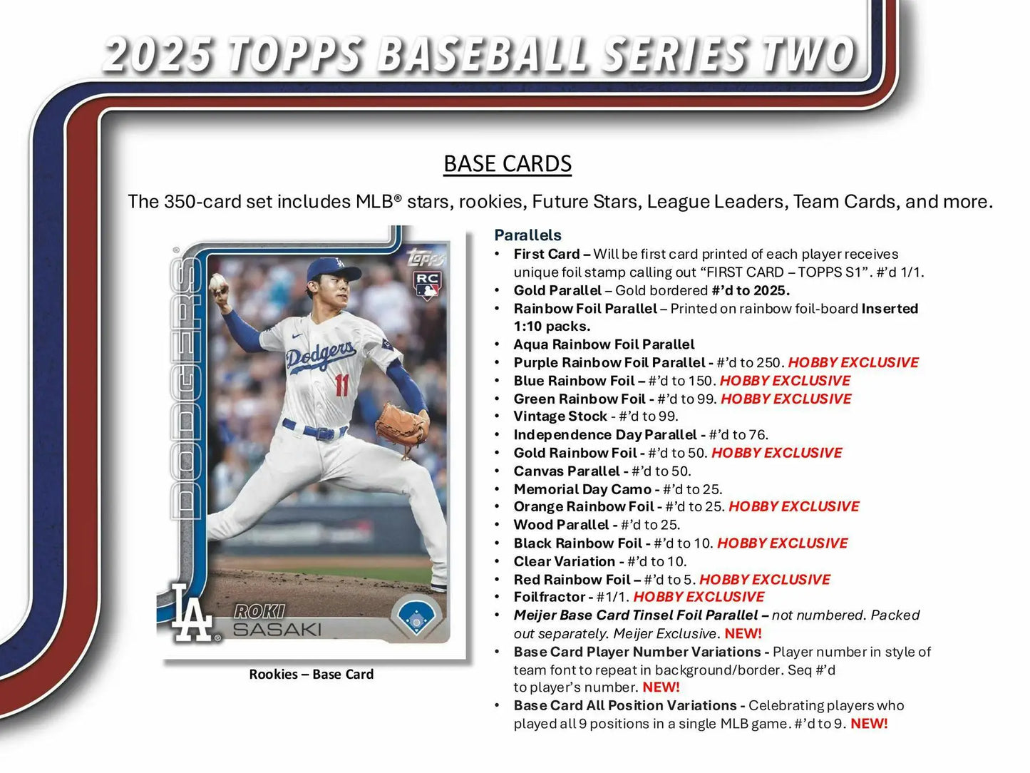 2025 Topps Series 2 Baseball Hobby Box with hobby exclusive rainbow foil foil parallel card