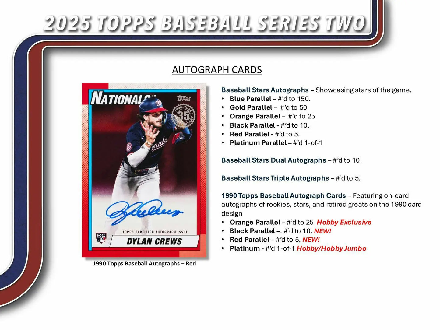 Baseball card with autograph details inside 2025 Topps Series 2 Hobby Box, hobby exclusive rainbow foil foil parallel