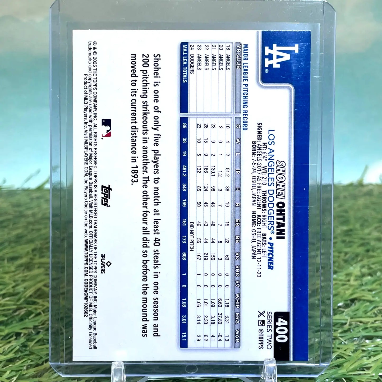 Shohei Ohtani baseball card from 2025 Topps Series 2 featuring Los Angeles Dodgers