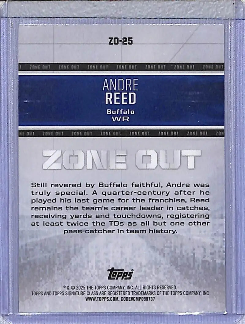 Andre Reed football card from 2025 Topps Signature Class Zone Out series