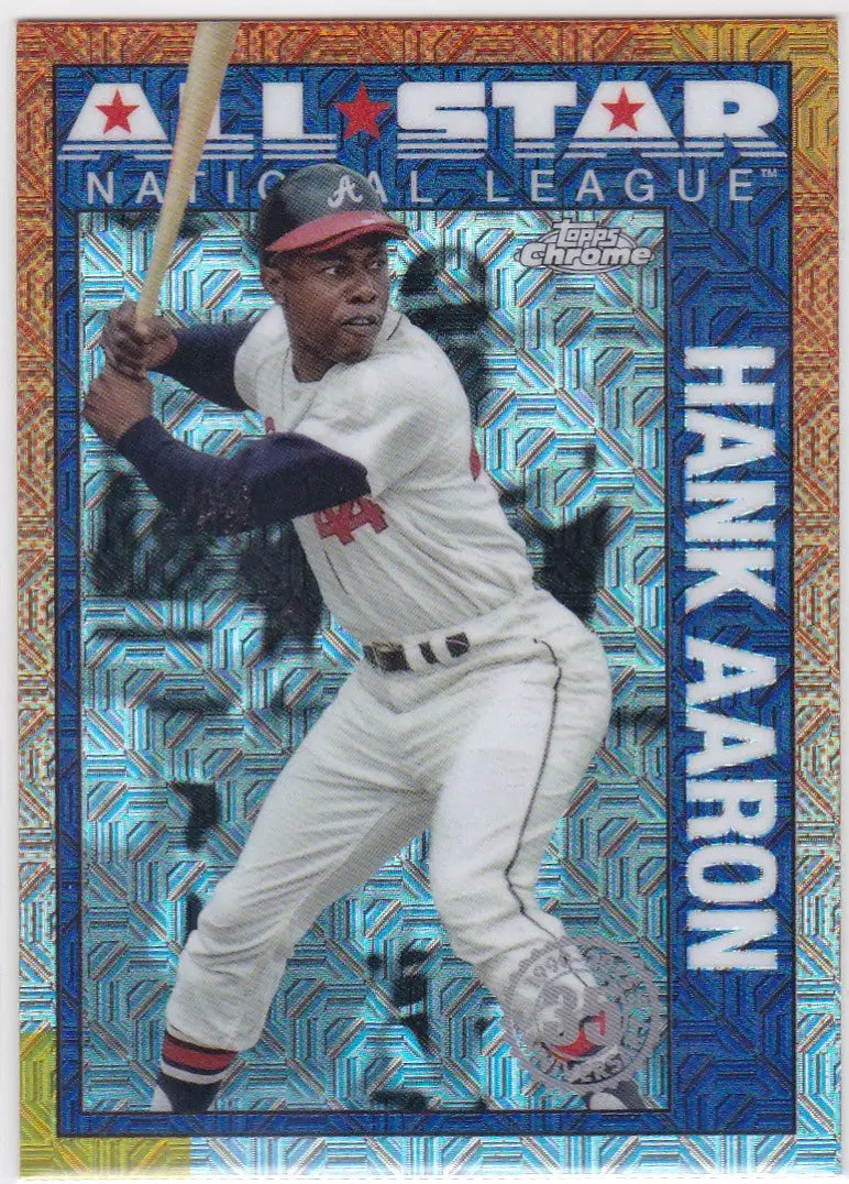 Hank Aaron baseball trading card from Topps Silver Pack Mojo featuring Atlanta Braves star