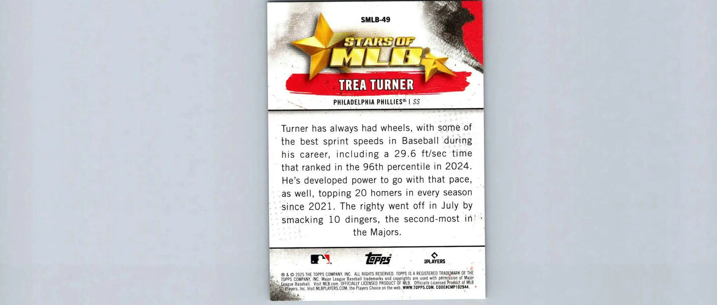 2025 Topps Trea Turner Stars of MLB baseball card featuring Trea Turner stars