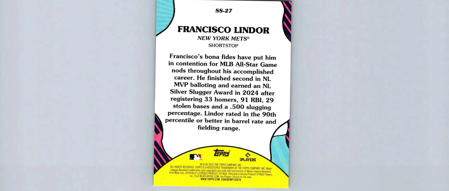 2025 Topps Francisco Lindor Summer Superstars baseball card featuring Francisco Lindor