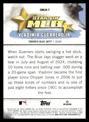 Original gloss baseball trading card of Vladimir Guerrero from Topps Stars 2025 series