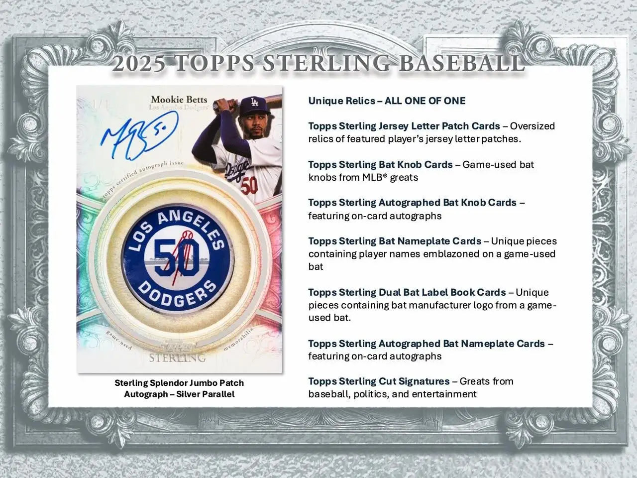 2025 Topps Sterling Baseball autographed relic card from Topps Sterling Hobby Box