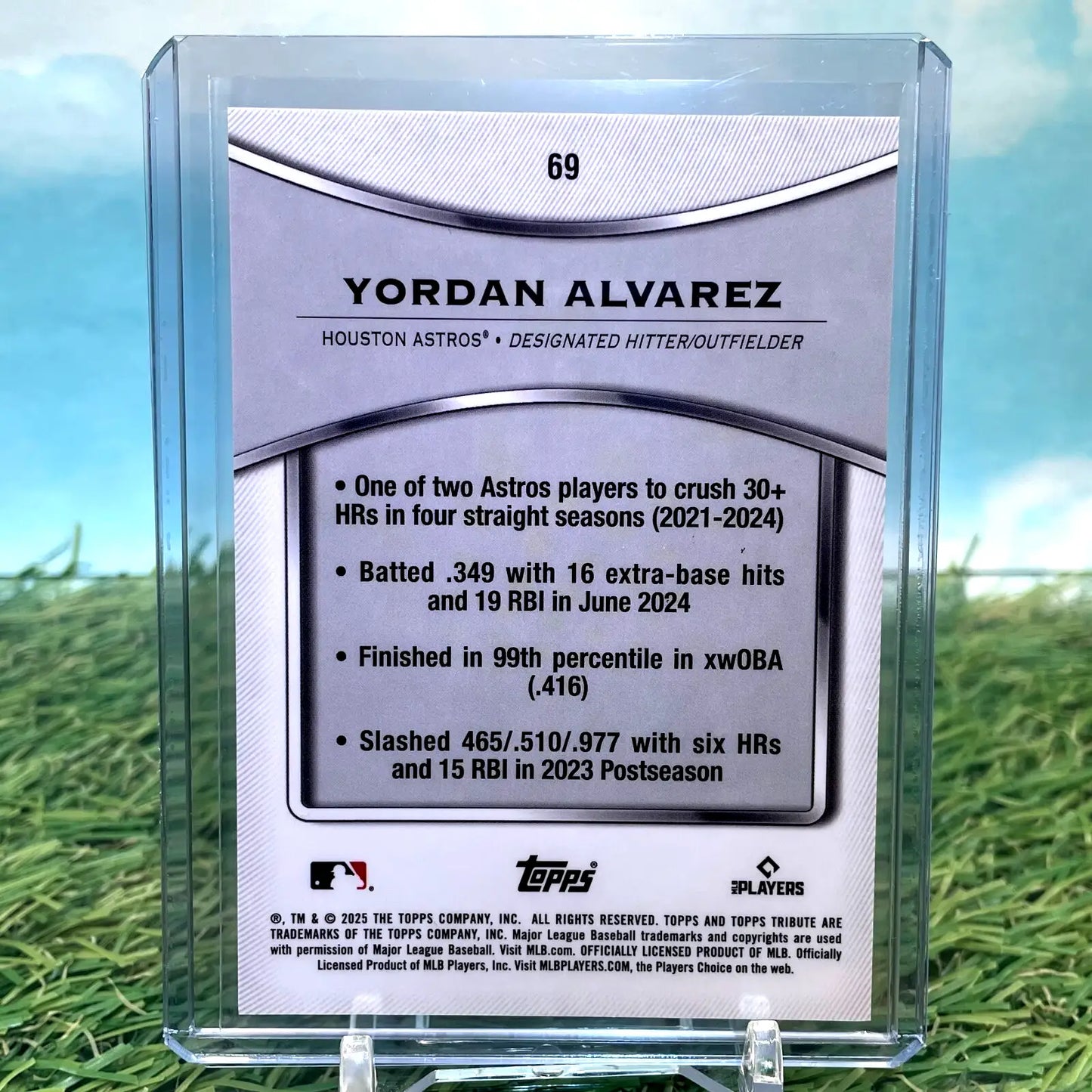 Yordan Alvarez baseball card from 2025 Topps Tribute Houston Astros series
