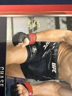 Limited edition Chase Hooper 2025 Topps UFC Chrome trading card with red and blue refractor