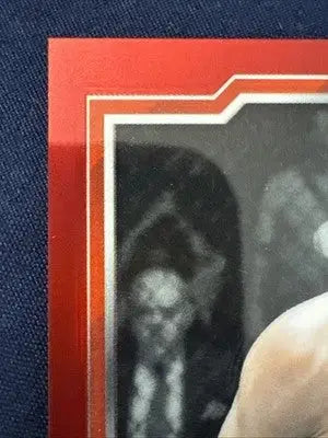 Red-bordered rectangular card featuring Chase Hooper black and white image from Topps UFC Chrome