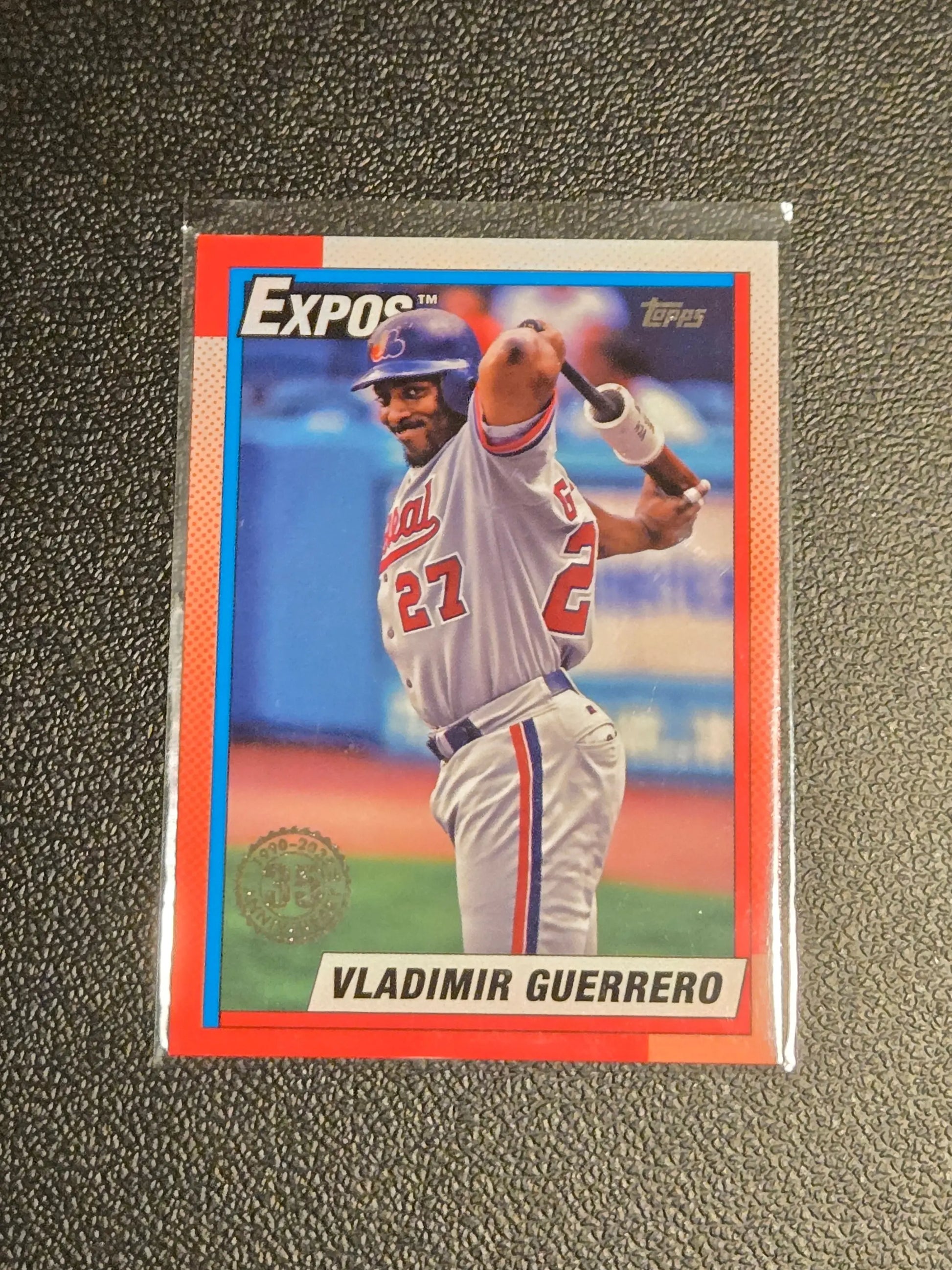 Vladimir Guerrero baseball card in protective sleeve from 2025 Topps Vladimir Guerrero 35th Anniversary