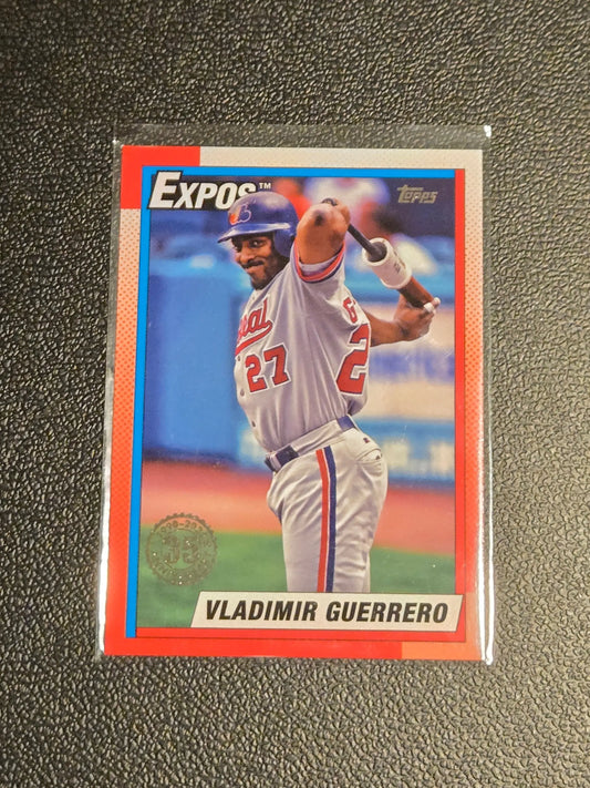 Vladimir Guerrero baseball card in protective sleeve from 2025 Topps Vladimir Guerrero 35th Anniversary