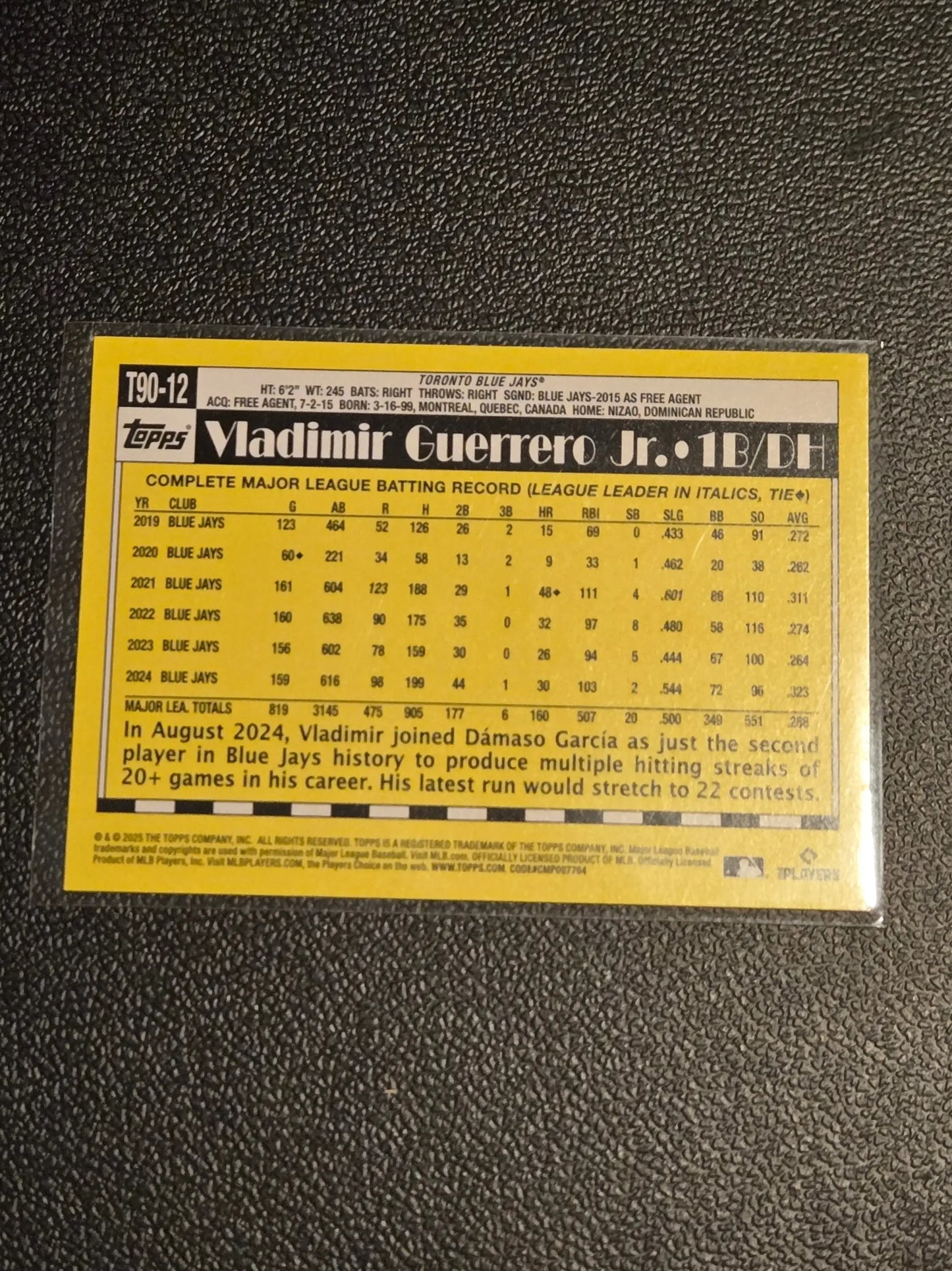 Vladimir Guerrero Jr. baseball card from 2025 Topps Vladimir Guerrero 35th Baseball 35th Anniversary