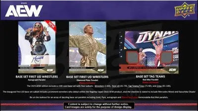 AEW trading cards from 2025 Upper Deck AEW Wrestling Blaster Box featuring base set