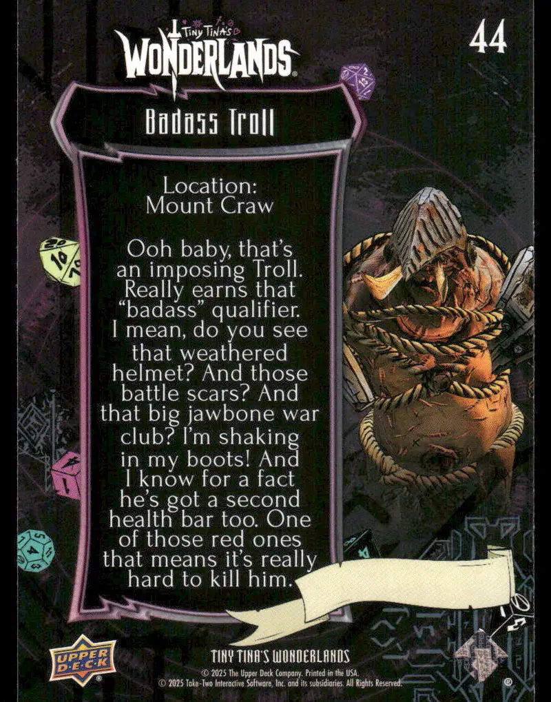 2025 Upper Deck Tiny Tina’s Wonderlands Badass Troll #44 - Trading Card