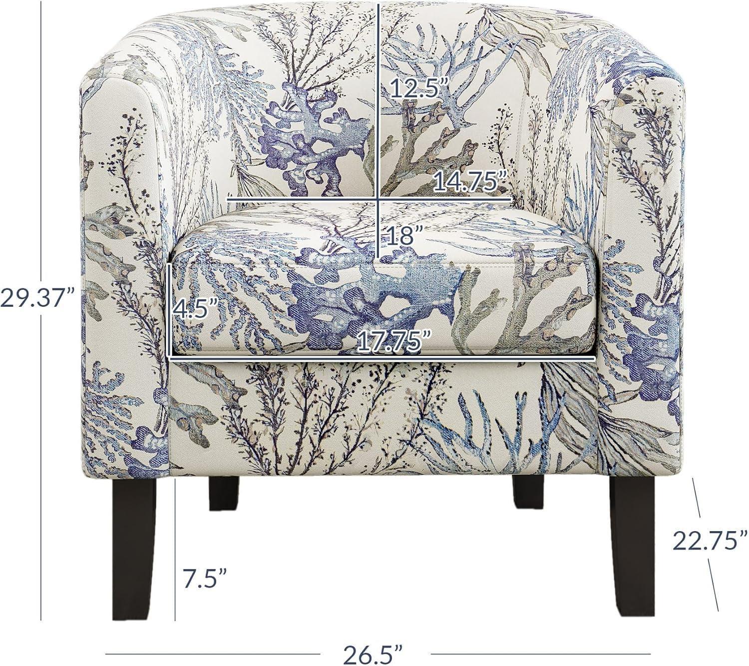 Blue Coral Barrel Chair With Soft Padding Living Room-1