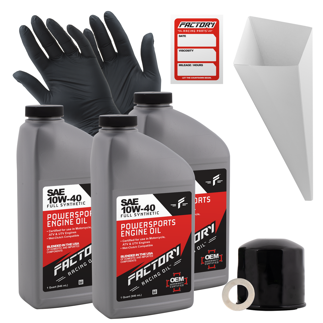 10W-40 3 Quart Oil Change Kit For Honda VT500FT, VT500C, VT750C, VT800