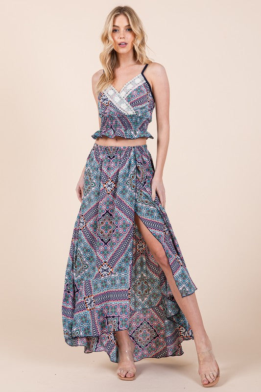 Orange Farm's Tribal Print 2PC Top & Skirt Set USA ??