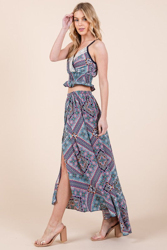 Orange Farm's Tribal Print 2PC Top & Skirt Set USA ??