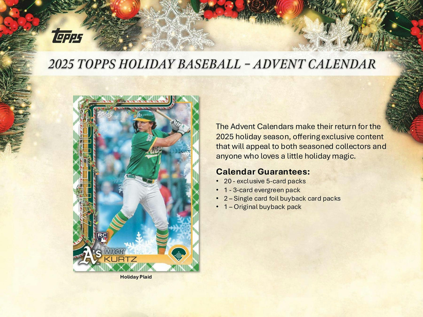 2025 Topps Holiday Baseball Advent Calendar Box | Columbia Sports Cards