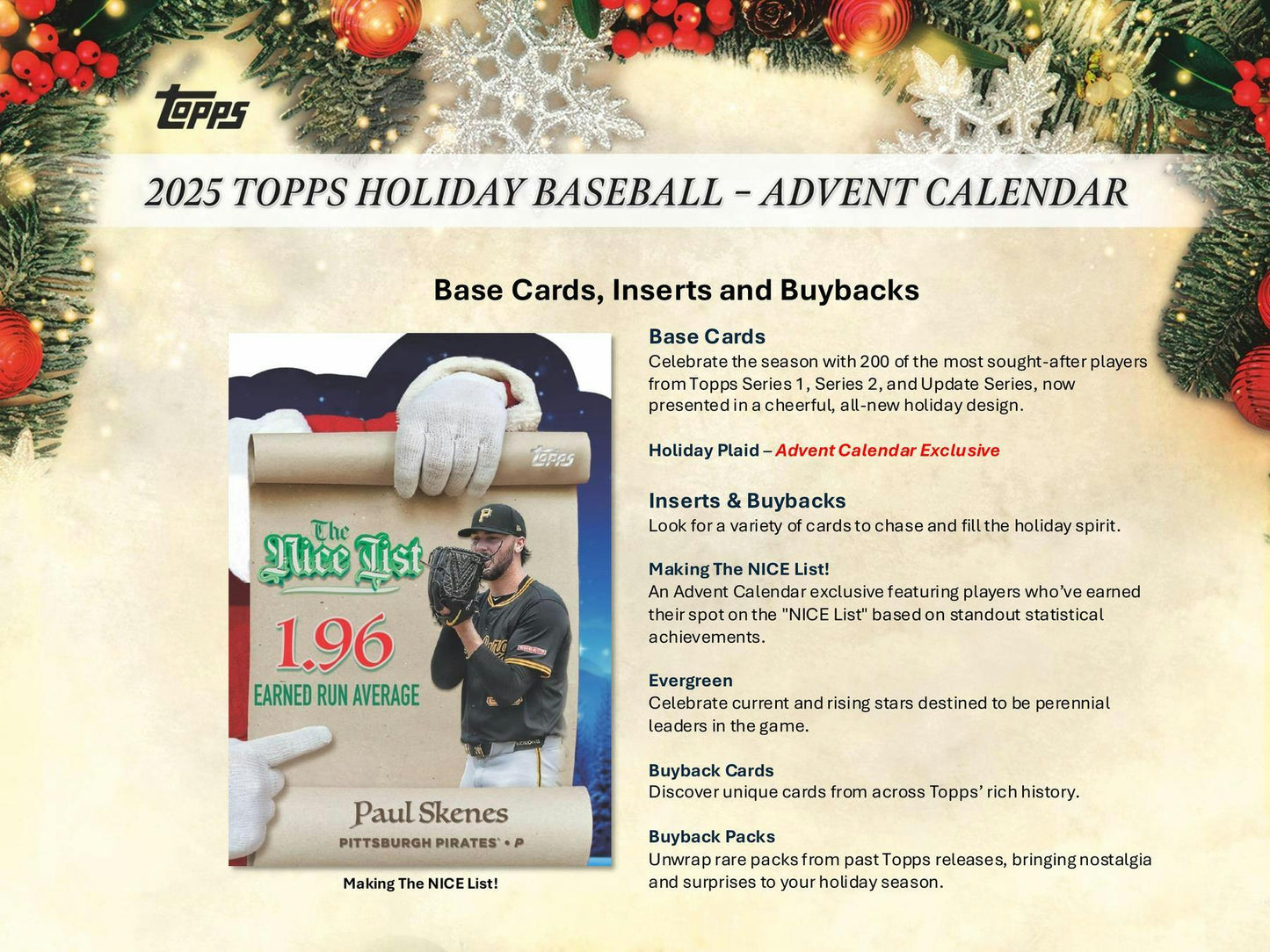 2025 Topps Holiday Baseball Advent Calendar Box | Columbia Sports Cards