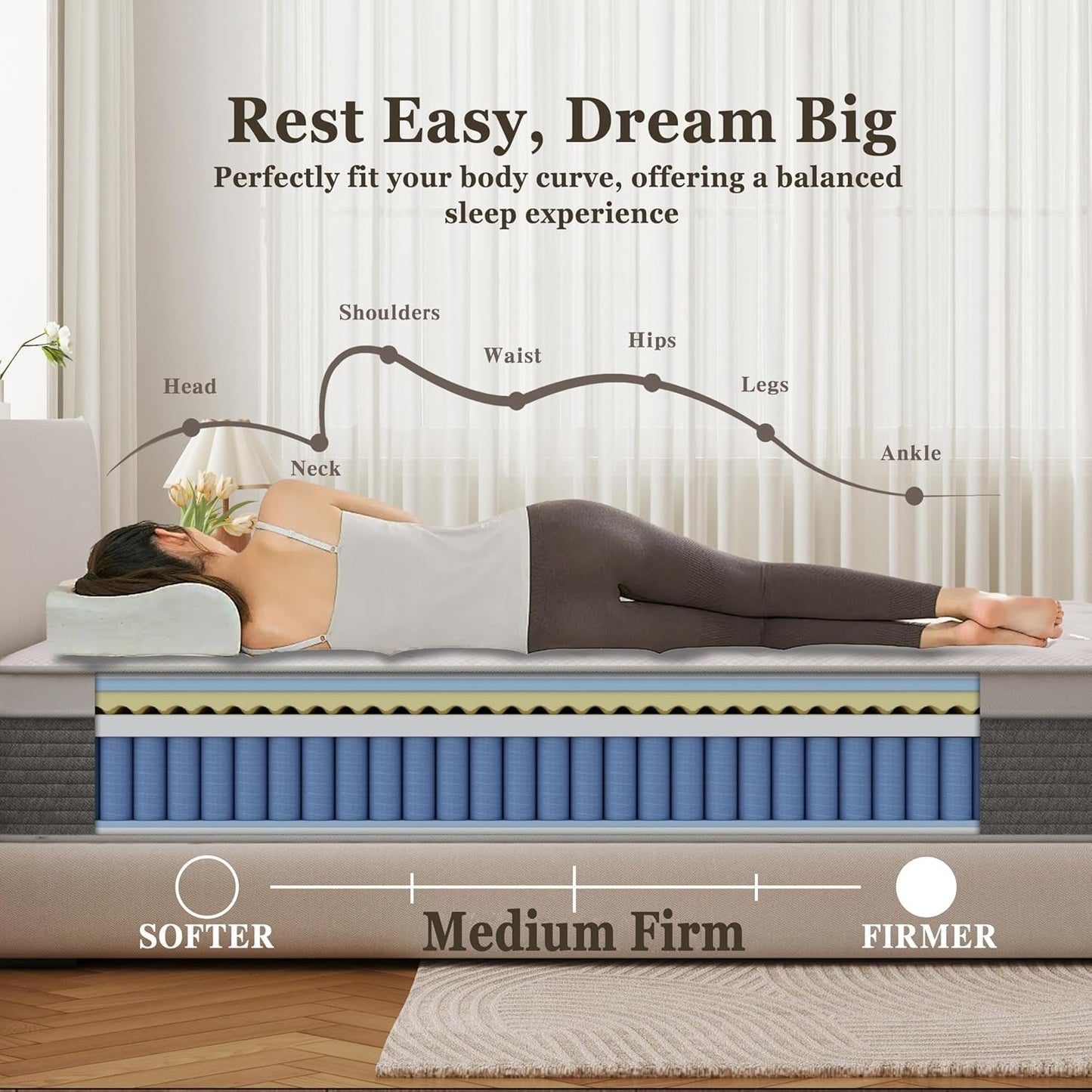 12 Inch Queen Mattress with Memory Foam and Springs-4