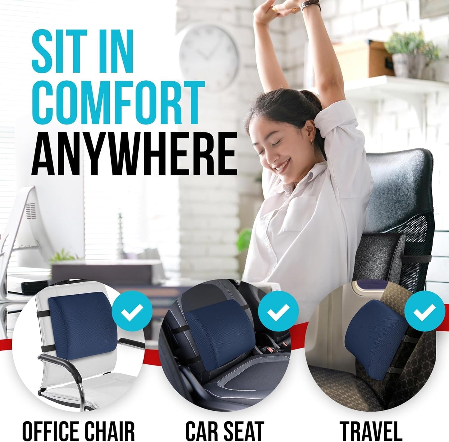 Seat Cushion and Lumbar Support for Office Chair, Desk Chair Cushion, Memory Foam Office Chair Cushion, Non Slip Sitting and Back Pillow for Gaming, Car Seat Cushion, Chair Pad, XL-4