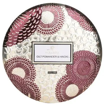 3 Wick Decorative Tin Candle - Gilt Pomander & Hinoki - 340g/12oz - 340g/12oz / 1 - Home Scent