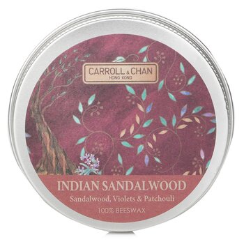 100% Beeswax Mini Tin Candle - # Indian Sandalwood (Sandalwood, Violets & Patchouli) - 1pcs