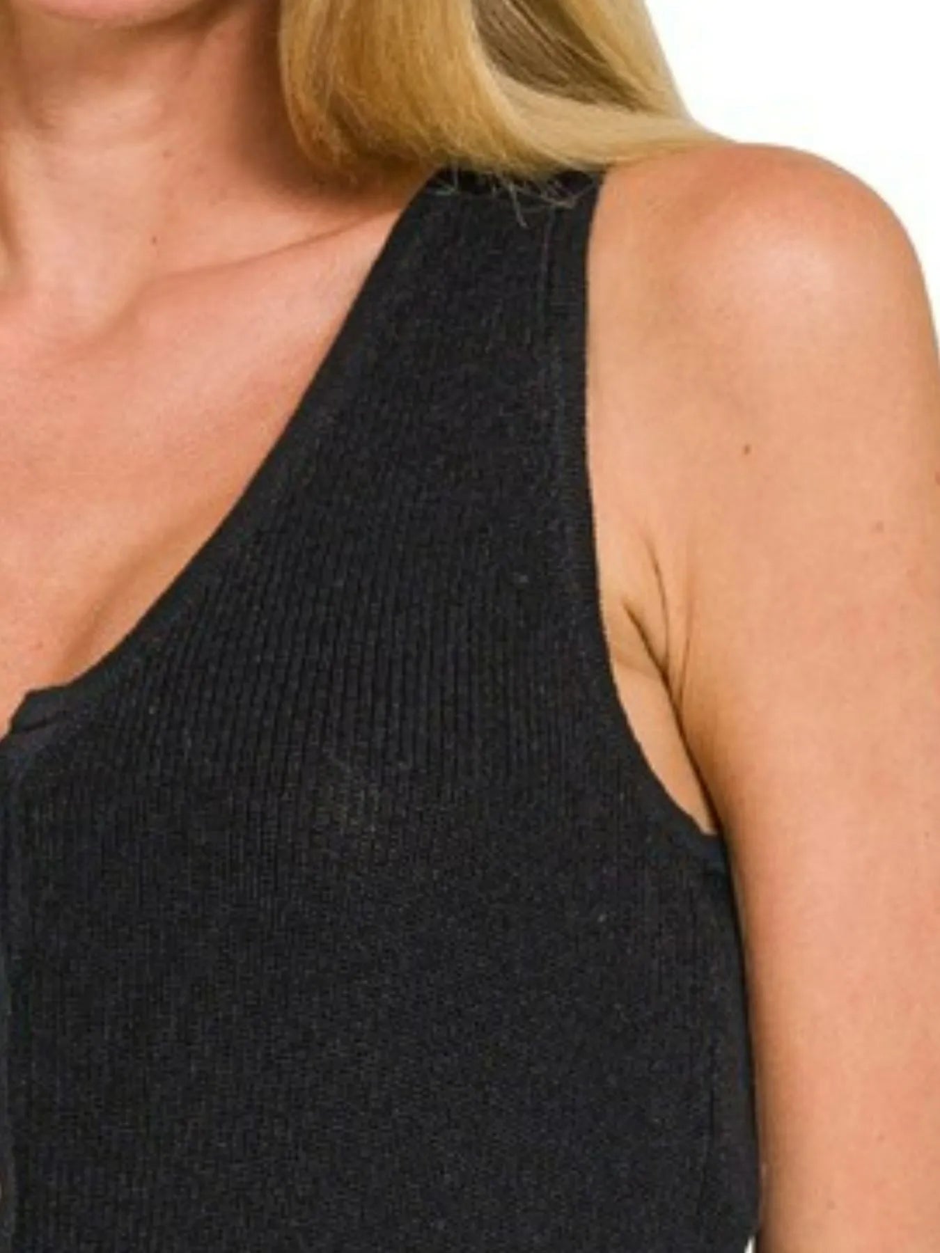 Zenana Button-up Cropped Sweater Vest