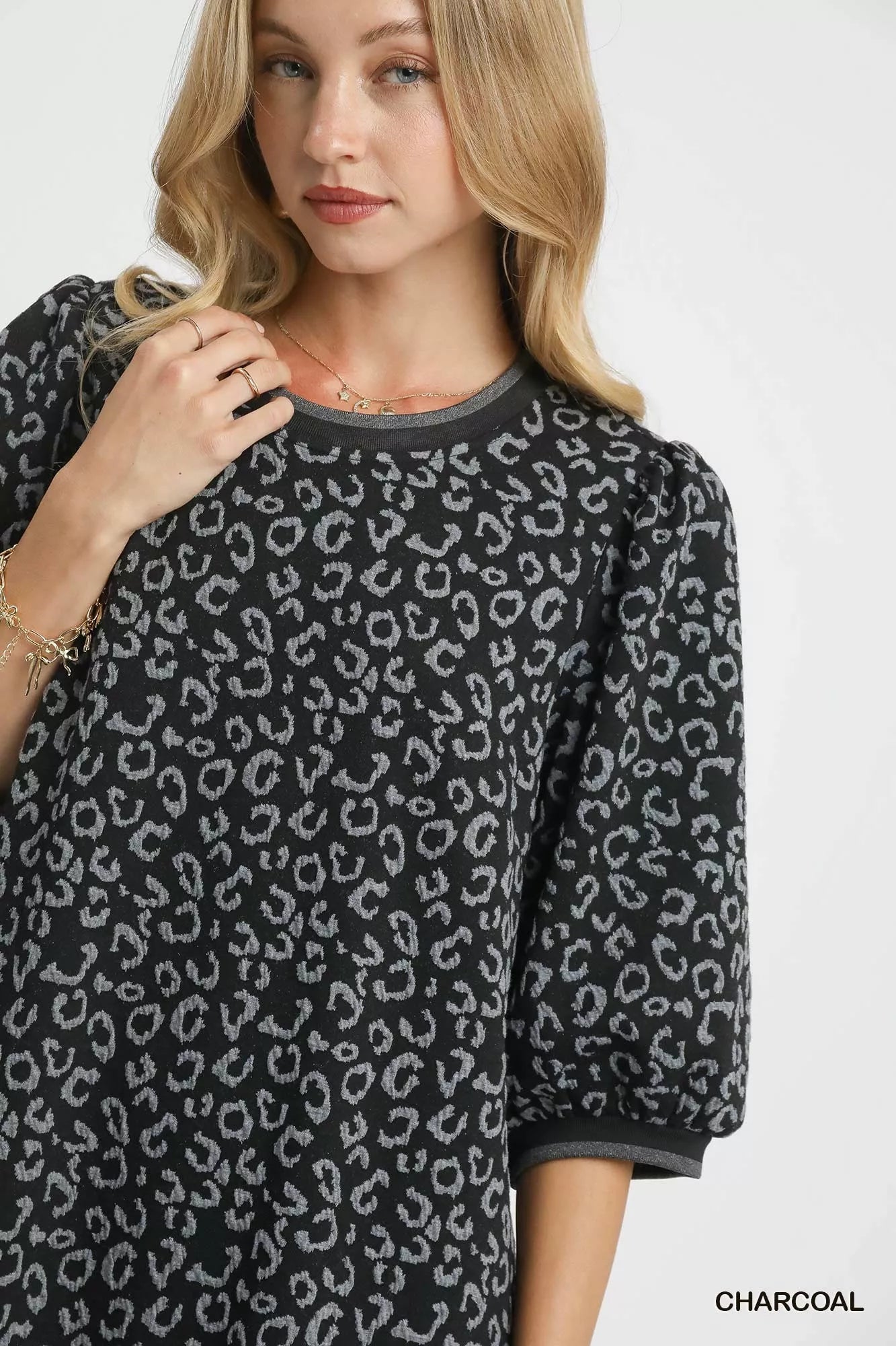 Umgee Leopard Print Jacquard Mini Dress