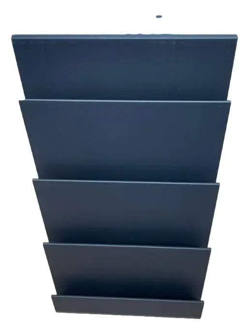 Dark gray five-tier wall-mounted file organizer for card display stand and SGC slabbed cards