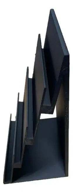 Black multi-tiered card display stand for SGC slabbed cards and trading cards