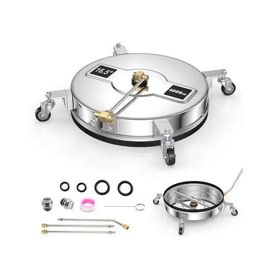 4000PSI Pressure Washer Surface Cleaner Stainless Steel with Casters - Color:Silver - Pressure Washer