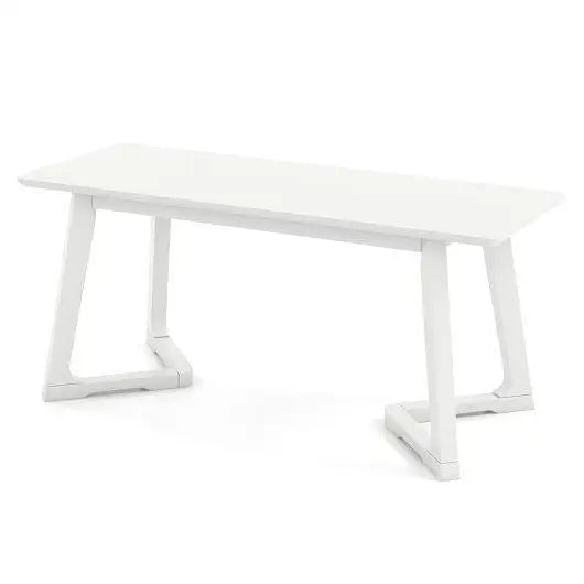 42 Inch Modern Entryway Bench Long Dining Bench with Rubber Wood Legs-White - Color:White, Size:42 inches - Shoe Racks