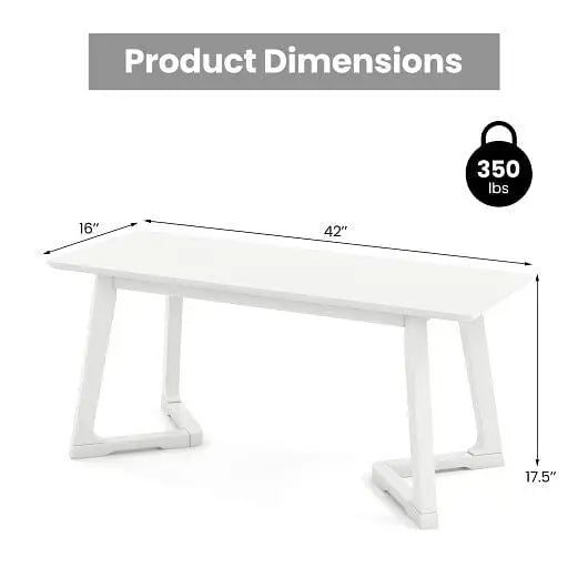 42 Inch Modern Entryway Bench Long Dining Bench with Rubber Wood Legs-White - Color:White, Size:42 inches - Shoe Racks