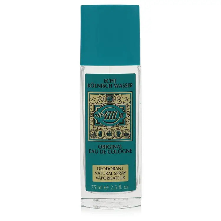 Rectangular glass bottle of 4711 Original Eau de Cologne deodorant spray unisex with teal cap