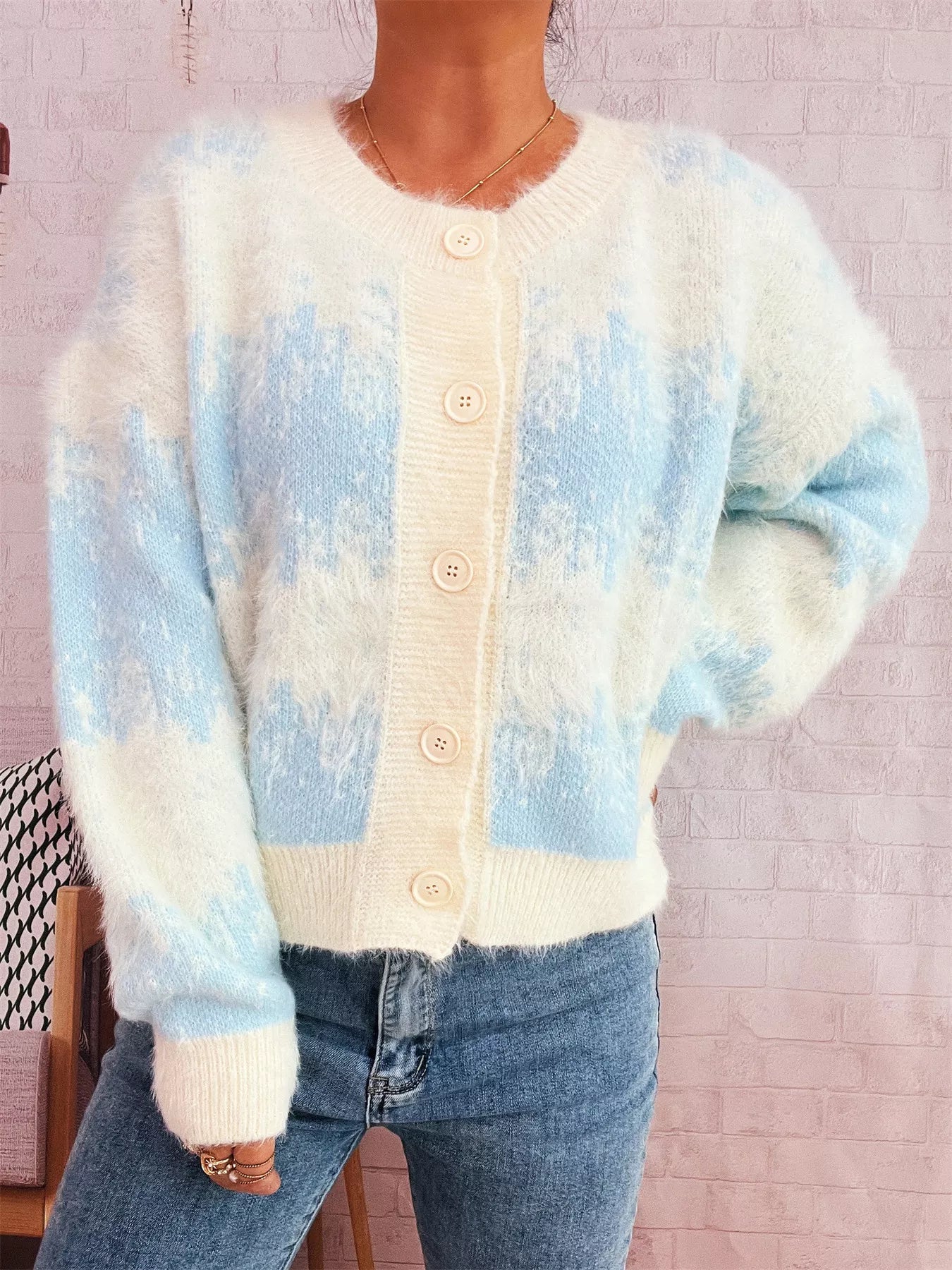 Ribbed Hem Button Up Cardigan