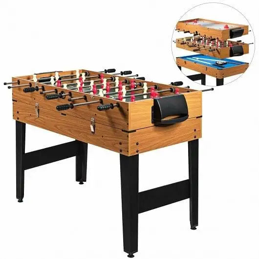 48 Inch 3-In-1 Multi Combo Game Table with Soccer for Game Rooms - Color:Natural - Game Room